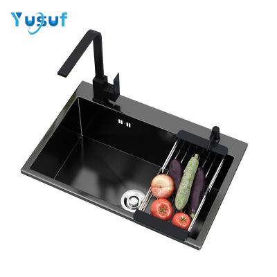 China With Faucet Use For Apartment Undermount Black Kitchen Sink for sale