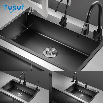 China With Faucet Cupc Certified Black Nano Single Bowl Undermount Stainless Steel Kitchen Sink for sale