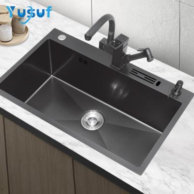 China With Faucet Kitchen Sink Nano Single Bowl 304 Stainless Steel Kitchen Sink for sale