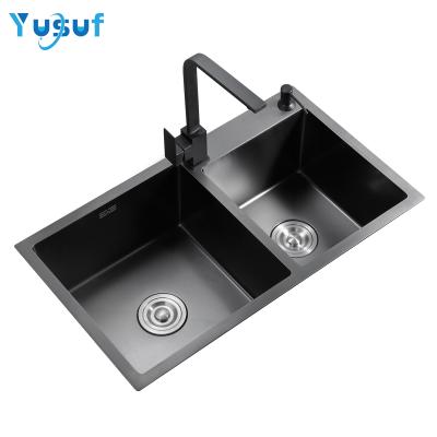 China With Faucet Modern Nano Black 304 Stainless Steel Handmade Kitchen Sinks for sale