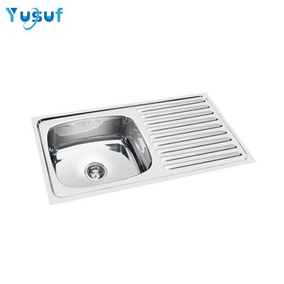 China Without Faucet Wash Kitchen Stainless Steel Sink Single Bowl Kitchen Sink With Drainer for sale