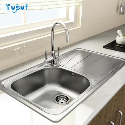 China Without Faucet Family Kitchen 304 Stainless Steel Bowl Sink Drainer Hot Selling Single Sink for sale