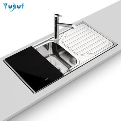 China Without Faucet Stainless Steel Kitchen Sink With Dish Drainer Wash Basin for sale