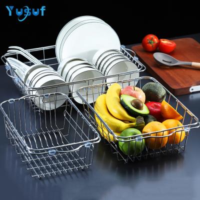 China Sustainable Telescopic Stainless Steel Sink Drain Rack for sale