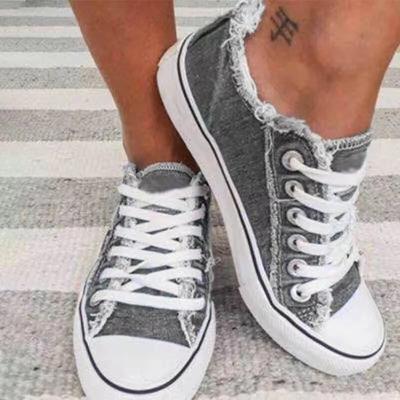 China 2022 fashion trend change old style women's progressive fabric shoes ladies school students sport lace up canvas shoe shoes for sale