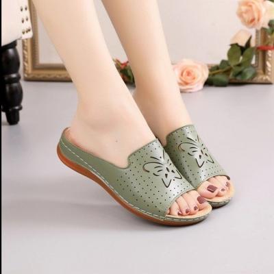 China Fashion Trend Beach Women Butterfly Hollowing Out PU Slippers Casual Shoes Soft Slides Rubber Sandals for sale