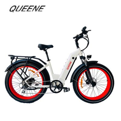 China Aluminum Alloy QUEENE/Steel Frame Fat Tire Beach Ebike 26 Inch 48v Electric Fat Bike for sale