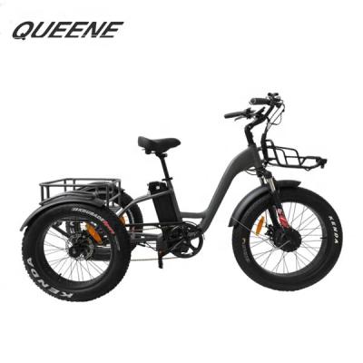 China QUEENE Standard/Powerful 3 Wheel Motorized Tricycles Fat Tire Electric Cargo Bicycle for sale