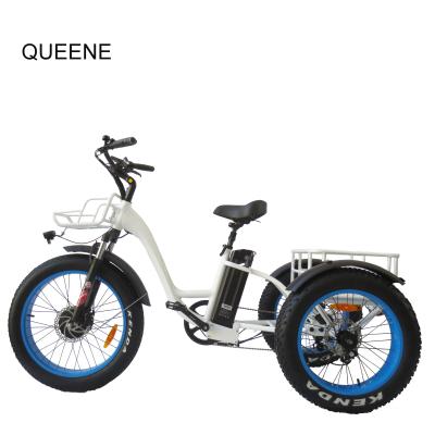 China Cargo QUEENE/24 Inch Green Power Tire 48V500W Fat Wheels Electric Bike Tricycle For Adult for sale