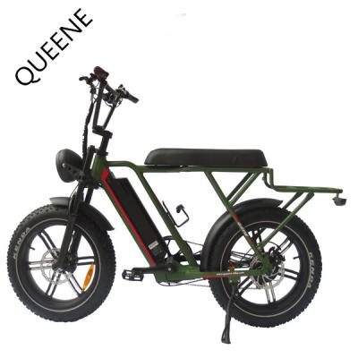 China Super QUEENE/20 Inch Aluminum Alloy 73 Frame 2 Seats 48V 1000w Electric Bike Aluminum Fat for sale