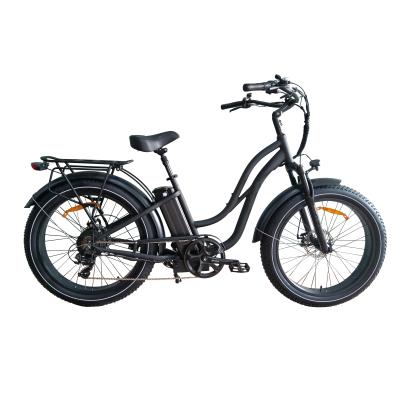 China Lady Woman QUEENE/USA Aluminum Alloy Retro Bike 26inch Electric Bicycle Fat Tire Scrambler 750w for sale