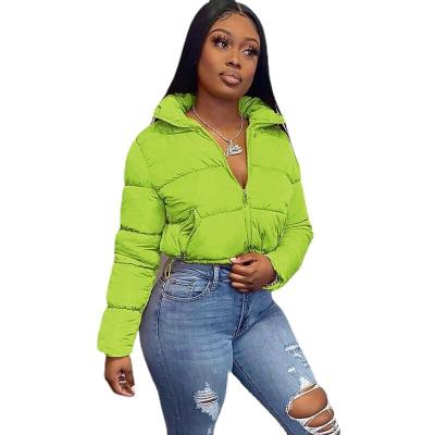 China New style Anti-wrinkle long-sleeved comic collar hot casual bread down jacket ladies short two-pocket zipper jacket for sale