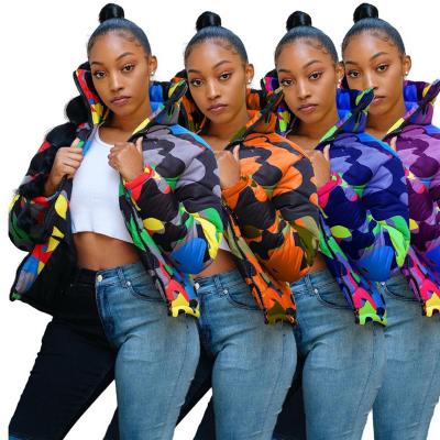 China New Couples Anti-wrinkle And Dye Down Jacket Camouflage Jacket Color Printing Bread Jacket Lightweight Casual Ladies for sale