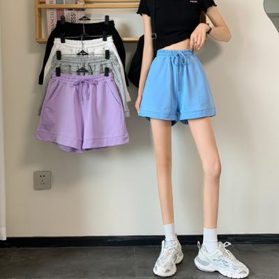 China Anti-wrinkle stain ladies' wide-leg sports new style high-waisted summer short slim section casual four-point sweatpants shorts for sale