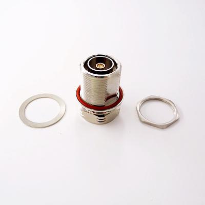 China 50ohm Waterproof RF Electrical Wire 7/16 DIN Coaxial Male Connector to 7/16 DIN Feedthrough Female Adapter for sale