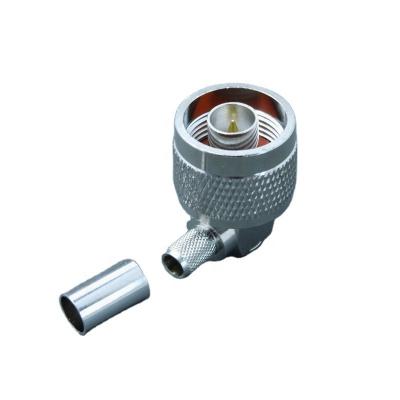 China Right Angle Type RF 50ohm RF Male Plug Coaxial Crimp N Connector For LMR240 Cable for sale