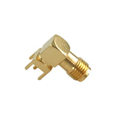 China Waterproof RF Electrical Wire P.C.B Mount Female Jack Right Angle Elbow RF SMA Coaxial Connector for sale