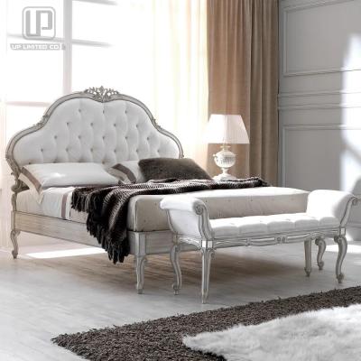 China (Others)Adjustable French Bed Room Furniture Sets Wooden Bedroom Furniture With Fabric Upholstery In Elegant Style for sale