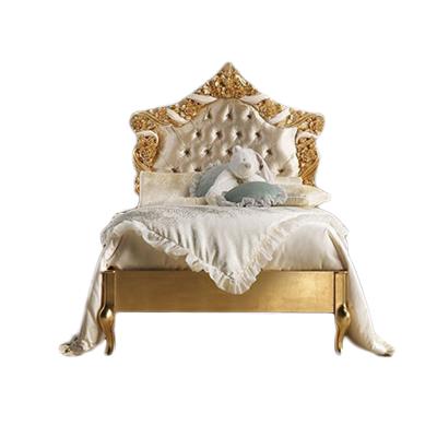 China Classic Customize Italian Classic Royal Children's Bedroom Furniture Set Gold And Cream Kids Bed And Wardrobe for sale