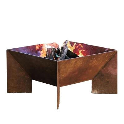 China Customized Easily Assembled 54cm x 34cm BBQ Metal Fire Pit Barbecue Corten Steel Grill for sale