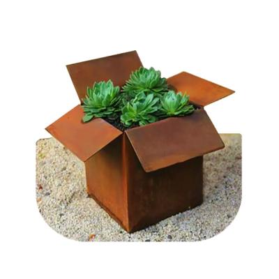 China Minimalist Outdoor Corten Steel Planter Box Flower Shape Corten Steel Flower Pot for sale