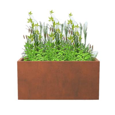 China Minimalist 2mm Metal and Corten Steel Box 2mm Steel Flower Planter Corten Pot for sale