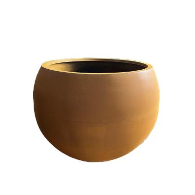 China Minimalist Custom Large Round Outdoor Corten Steel Planter Laser Cut Garden Flower Pot Planter for sale