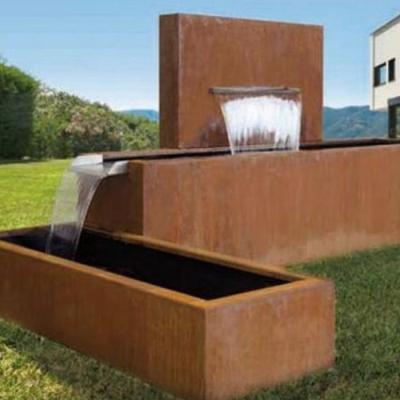 China Corrosion Resistant Outdoor Garden Corten Steel Water Rain Curtain Fountain Feature for sale