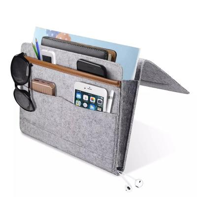 China TBC-A001 Folding Felt Sofa Organizer Storage Felt Bedside Pocket Storage Organizer Table Cabinet Hanging Bedside Storage Organizer for sale