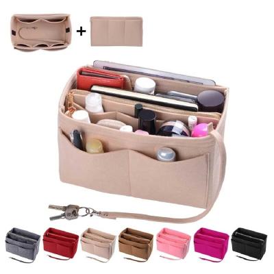 China Fashion BO-A001C Lightweight 10 Pockets Felt 3MM Wool Blended Purse Organizer Bag In Bag Insert Bag Organizer for sale