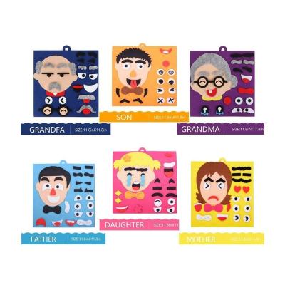 China Early Education 6 Sets Felt Stickers For Kids DIY Craft Ornament Emotion Change Puzzle Matching Game Toy Children's Facial Expression Toys for sale