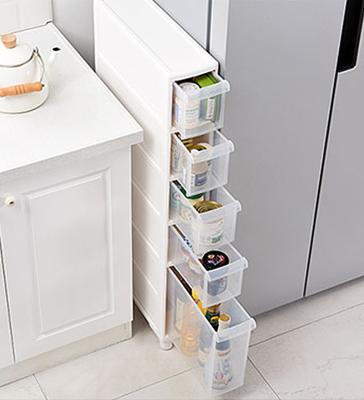 China Modern Ultra-narrow Organizer Storage Shelf Wall Plastic Cabinet Cabinet Kitchen and Bathroom Crevice Shelf Drawer Storage for sale