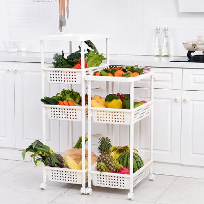 China Large 3 Tier Storage Cart Mobile Stocked Shelving Rack For Kitchen Bathroom Movable Slide Out Unit Rolling Cart Tower Organizer for sale