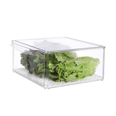 China Fresh-keeping Type Freshness Keeping Drawer Plastic Container Fridge Storage Kitchen Food Container Refrigerator Organizer Box With Lid for sale