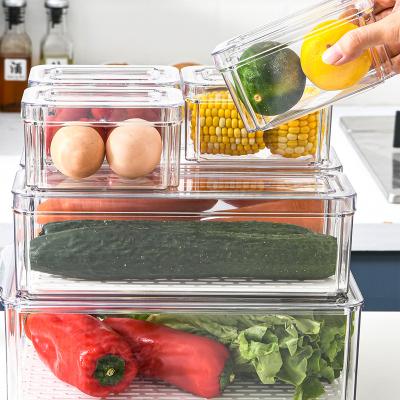 China Popular Storage Stackable Jar Fridge Household Freshness Storage Box Refrigerator Clear Plastic Organizer for sale