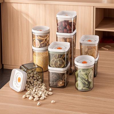 China Freshness Keeping PET Material Transparent Jars Fit Round Storage Bins Household Grain Storage Box Snacks Tea Tin Six Different Sizes for sale