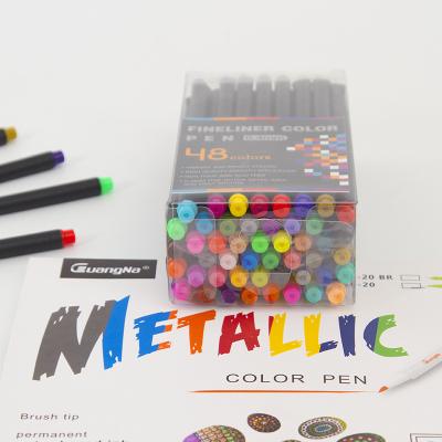 China 48 Color Drawing Amazon Selling Dye Pen Needle Micro Seed Fineliner Drawing Pen, Black Fineliner Sketching Marker Pen for sale