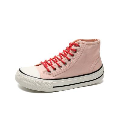 China Wholesale new triple vulcanized high quality high top oval toe canvas shoes for women for sale