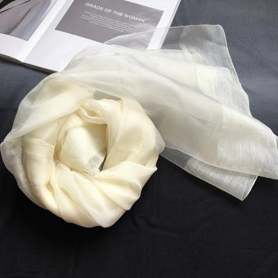 China Europe style color silk scarf blending grid wool fashion high quality silk transparent white woolen long scarf for sale