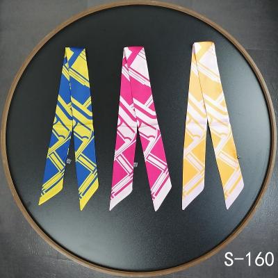 China New summer pattern geometric spring emulation polyester and twill silk decorative small bag silk scarf tied handle wrap ribbon for sale