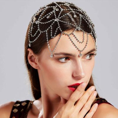 China Romantic Crystal Headpiece Rhinestone Chain Hijab Head Rugiendo for sale