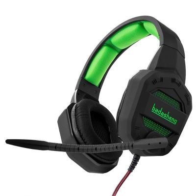 China Good Sound Quality 7.1 Channel Virtual Channel PC Gaming Headphones Green Logo Light Computer Gaming Headsets for sale