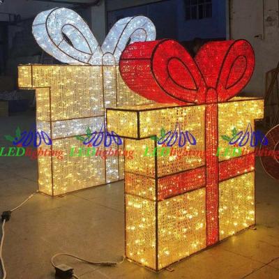 China Commercial Use Shopping Mall Christmas Decoration 3D Gift Box Pattern Light for sale