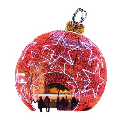 China Commercial Use Red Led Giant 3D Christmas Ball Pattern Light For Outdoor Christmas Decoration for sale