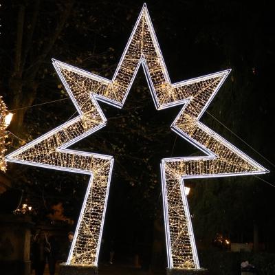 China 3D Static or Glitter Christmas Pattern Lights Outdoor 3D Shooting Star Decoration Star Pattern Light for sale