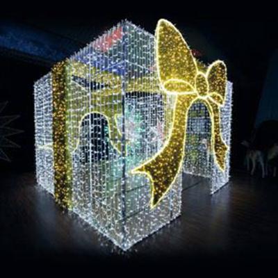 China Commercial use mall decoration 3d gift box pattern light waterproof decoration for sale