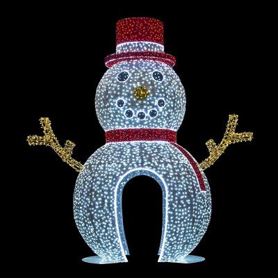 China New beautiful big giant outdoor 3d customized static or twinkle led christmas snowman light for sale