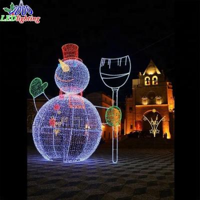 China Commercial Outdoor Static or Flickering LED Street Christmas 3d Snowman Pattern Lights for sale