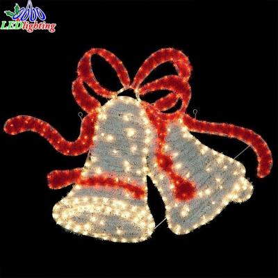 China Static or Twinkle Commercial Event Decoration Christmas Time Holiday Bell Pattern Double Rope Light for sale