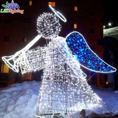 China Beautiful Outdoor Static Or Glitter Christmas Led Acrylic 3d Angel Pattern Sculpture Light for sale